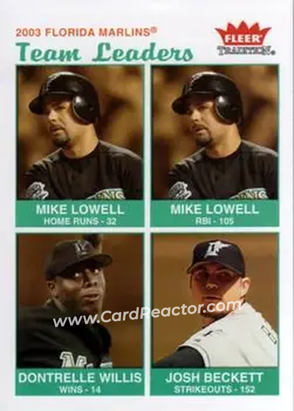 2004 Fleer Tradition #22 - Mike Lowell - Dontrelle Willis - Josh Beckett - Florida Marlins - Front