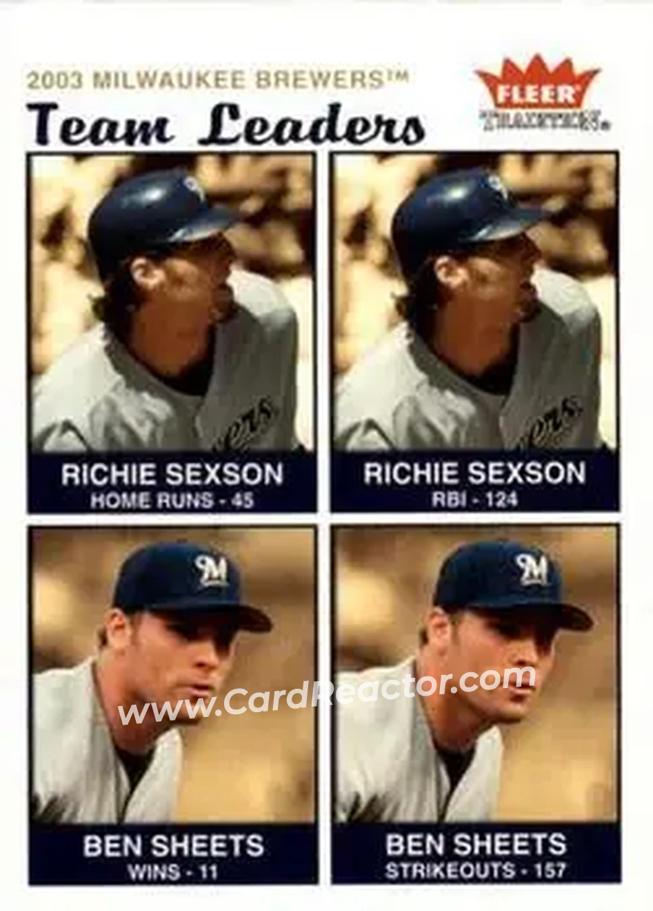 2004 Fleer Tradition #26 - Richie Sexson - Ben Sheets - Milwaukee Brewers - Front 2004 Fleer Tradition #26 - Richie Sexson - Ben Sheets - Milwaukee Brewers - Front