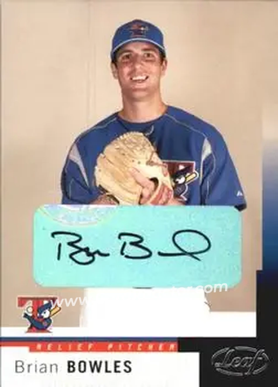 2004 Leaf - Autographs #95 - Brian Bowles - Toronto Blue Jays - Front 2004 Leaf - Autographs #95 - Brian Bowles - Toronto Blue Jays - Front