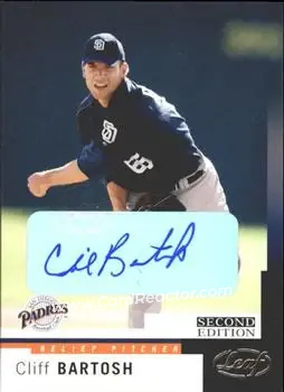 2004 Leaf - Autographs Second Edition #188 - Cliff Bartosh - San Diego Padres - Front 2004 Leaf - Autographs Second Edition #188 - Cliff Bartosh - San Diego Padres - Front