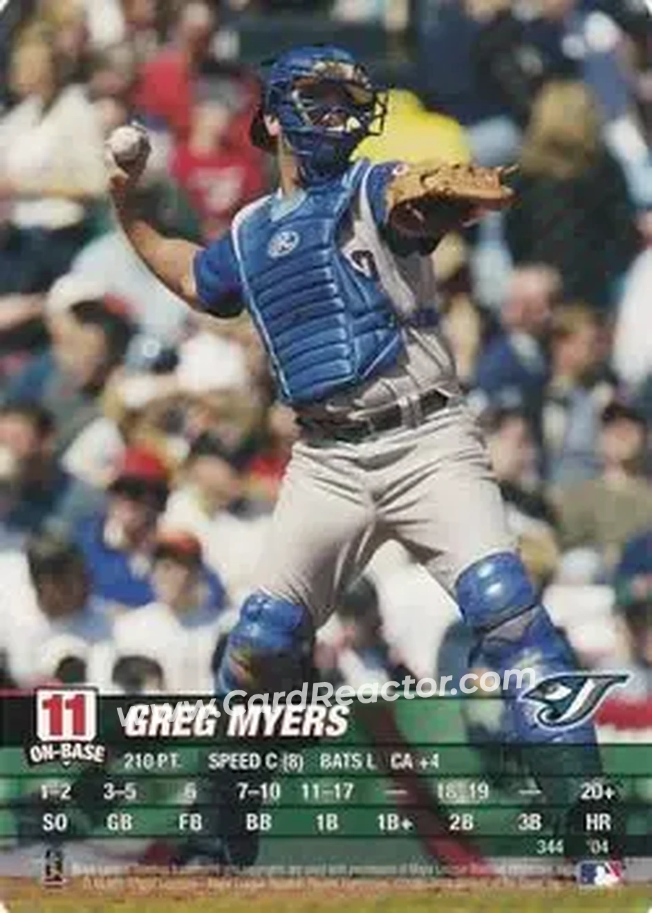 2004 MLB Showdown #344 - Greg Myers - Toronto Blue Jays - Front 2004 MLB Showdown #344 - Greg Myers - Toronto Blue Jays - Front