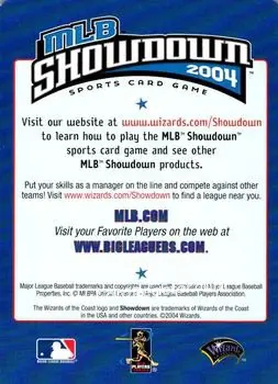 2004 MLB Showdown - Checklists #2 - AL Central Division Checklist - Back