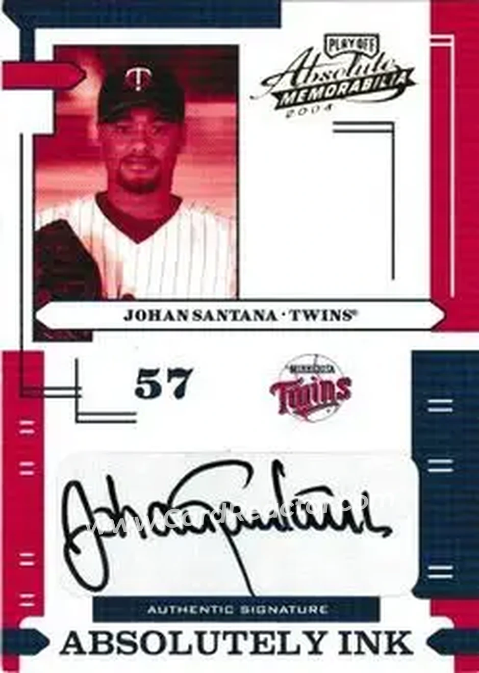 2004 Playoff Absolute Memorabilia - Absolutely Ink #AI-71 - Johan Santana - Minnesota Twins - Front 2004 Playoff Absolute Memorabilia - Absolutely Ink #AI-71 - Johan Santana - Minnesota Twins - Front