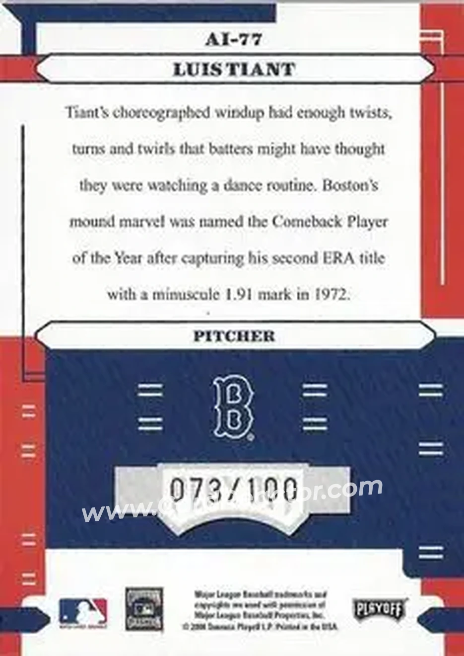 2004 Playoff Absolute Memorabilia - Absolutely Ink #AI-77 - Luis Tiant - Boston Red Sox - Back