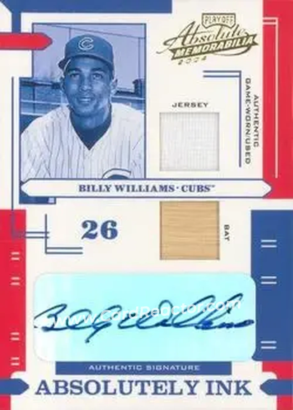 2004 Playoff Absolute Memorabilia - Absolutely Ink Combo Material #AI-17 - Billy Williams - Chicago Cubs - Front