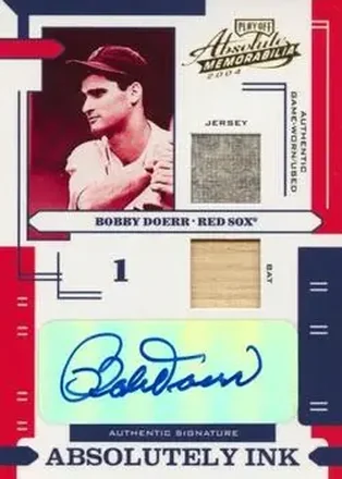 2004 Playoff Absolute Memorabilia - Absolutely Ink Combo Material #AI-21 - Bobby Doerr - Boston Red Sox