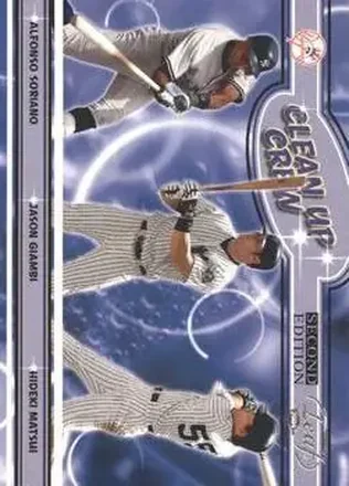 2004 Leaf #CC-2 Clean Up Crew Second Edition Jason Giambi - Alfonso Soriano - Hideki Matsui