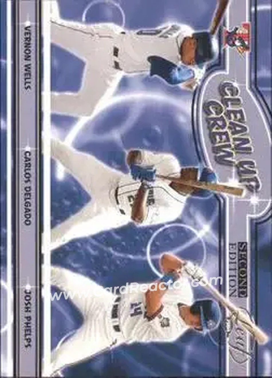 2004 Leaf - Clean Up Crew Second Edition #CC-3 - Vernon Wells - Carlos Delgado - Josh Phelps - Toronto Blue Jays - Front 2004 Leaf - Clean Up Crew Second Edition #CC-3 - Vernon Wells - Carlos Delgado - Josh Phelps - Toronto Blue Jays - Front