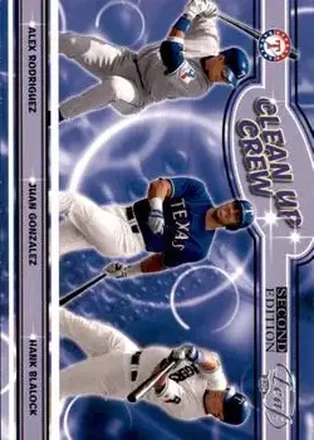 2004 Leaf #CC-4 Clean Up Crew Second Edition Alex Rodriguez - Juan Gonzalez - Hank Blalock