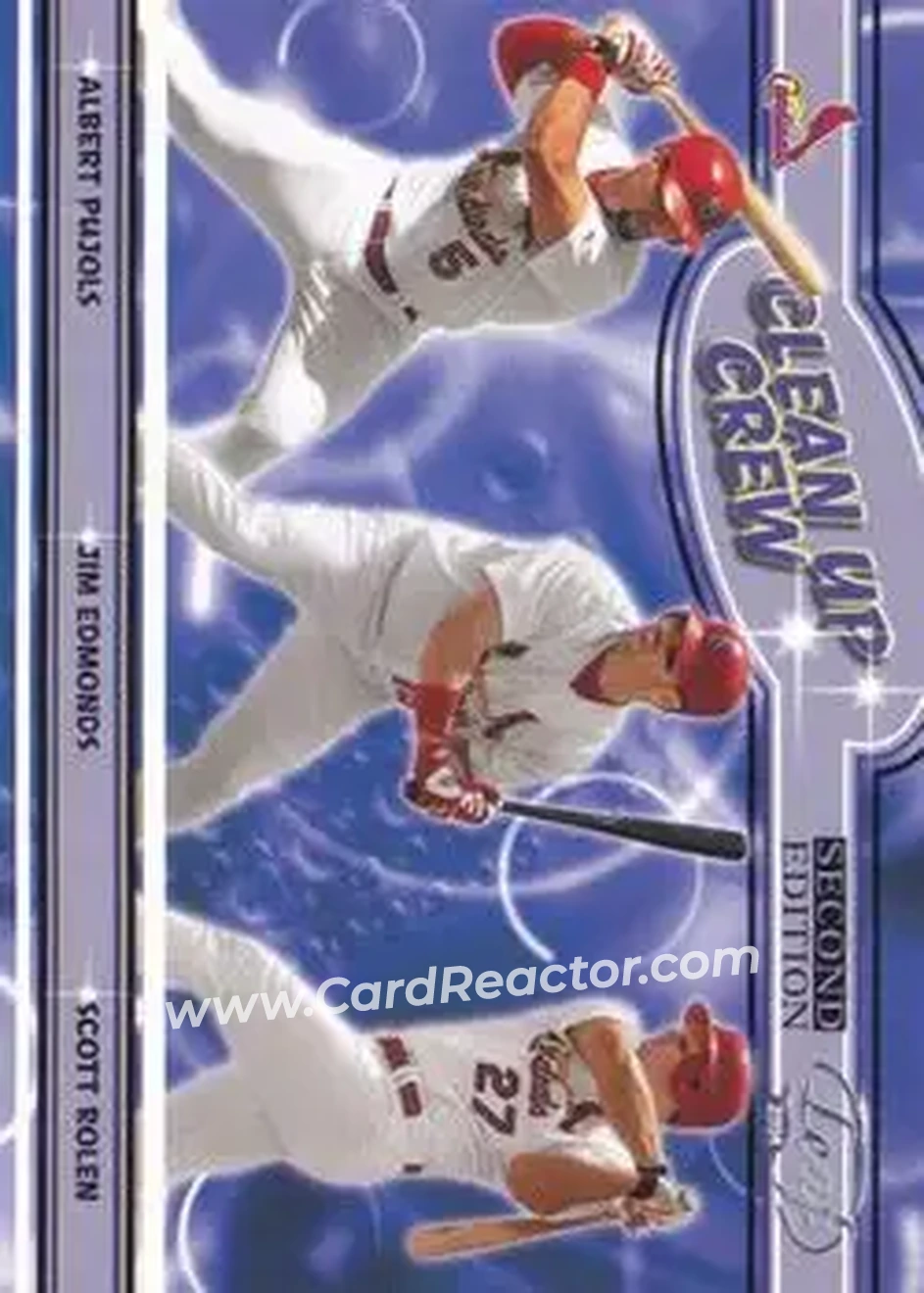 2004 Leaf - Clean Up Crew Second Edition #CC-7 - Albert Pujols - Jim Edmonds - Scott Rolen - St. Louis Cardinals - Front 2004 Leaf - Clean Up Crew Second Edition #CC-7 - Albert Pujols - Jim Edmonds - Scott Rolen - St. Louis Cardinals - Front