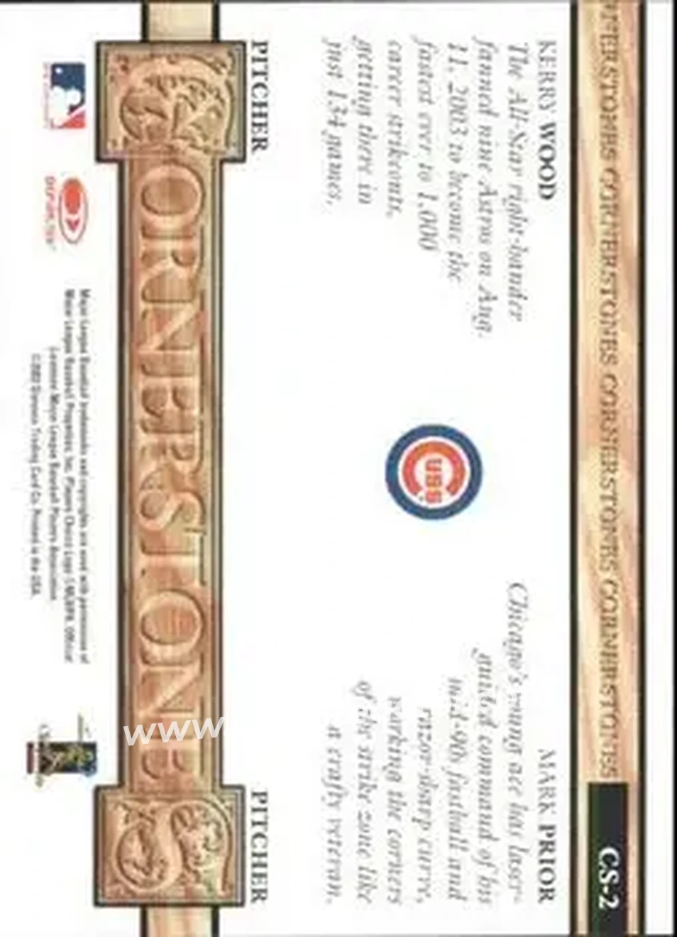 2004 Leaf - Cornerstones #CS-2 - Kerry Wood - Mark Prior - Chicago Cubs - Back