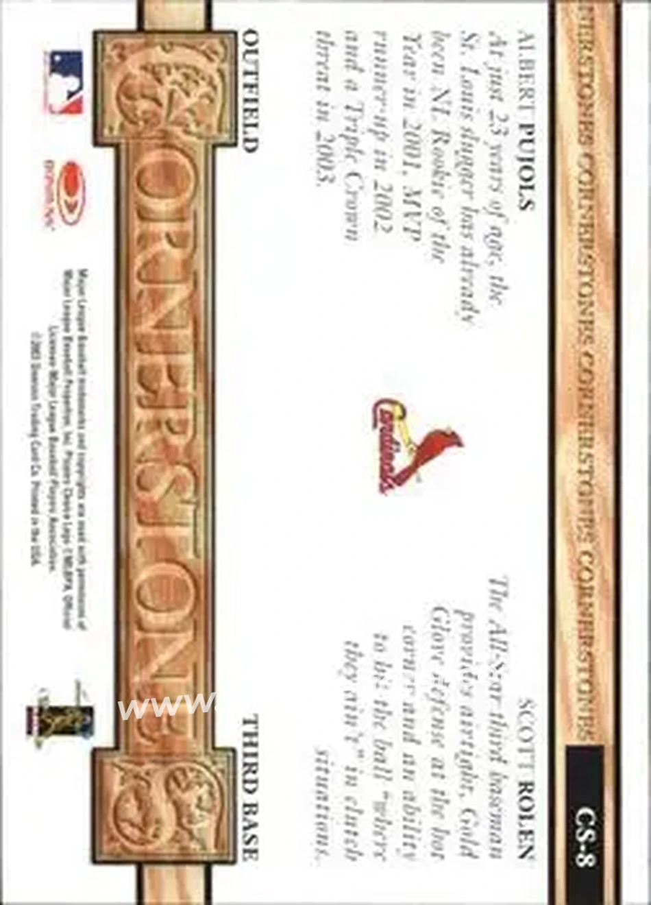 2004 Leaf - Cornerstones #CS-8 - Albert Pujols - Scott Rolen - St. Louis Cardinals - Back