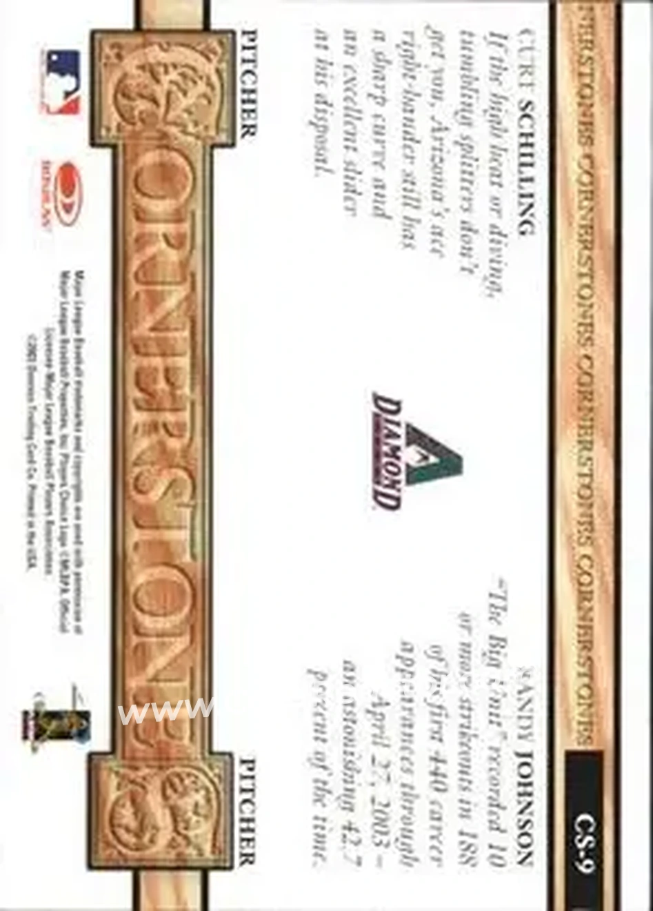 2004 Leaf - Cornerstones Second Edition #CS-9 - Curt Schilling - Randy Johnson - Arizona Diamondbacks - Back