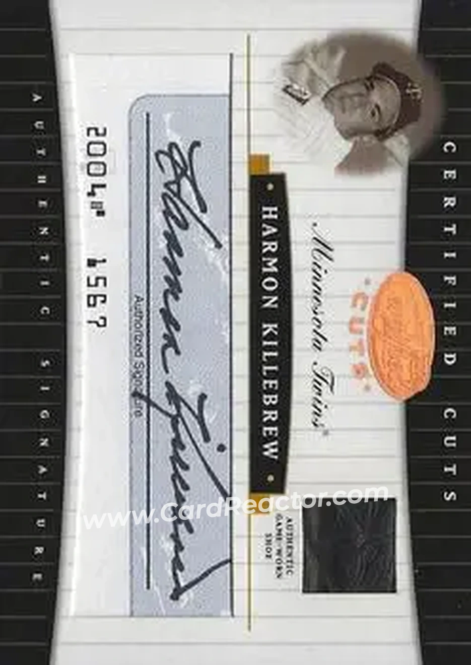 2004 Leaf Certified Cuts - Check Signature Material Blue #CC-33 - Harmon Killebrew - Minnesota Twins - Front