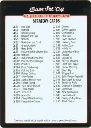 2004 MLB Showdown - Checklists #7 - Strategy Cards Checklist