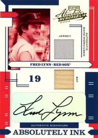 2004 Playoff Absolute Memorabilia - Absolutely Ink Combo Material #AI-48 - Fred Lynn - Boston Red Sox