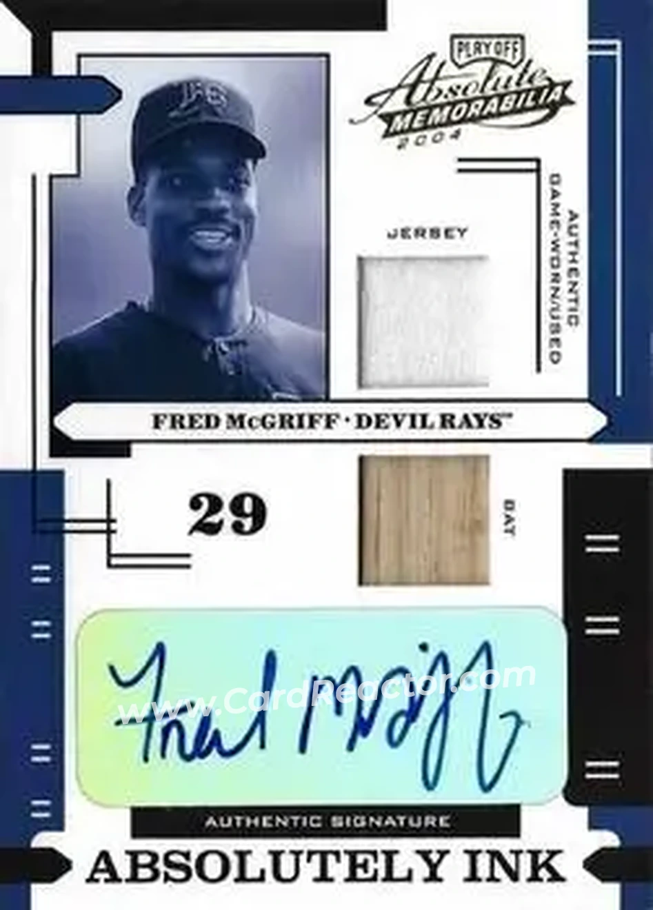 2004 Playoff Absolute Memorabilia - Absolutely Ink Combo Material #AI-49 - Fred McGriff - Tampa Bay Devil Rays - Front