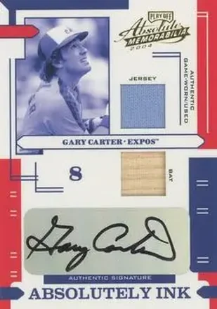 2004 Playoff Absolute Memorabilia - Absolutely Ink Combo Material #AI-51 - Gary Carter - Montreal Expos