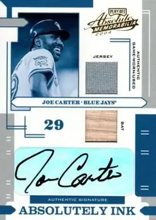 2004 Playoff Absolute Memorabilia - Absolutely Ink Combo Material #AI-70 - Joe Carter - Toronto Blue Jays