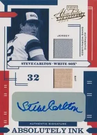 2004 Playoff Absolute Memorabilia - Absolutely Ink Combo Material #AI-114 - Steve Carlton - Chicago White Sox