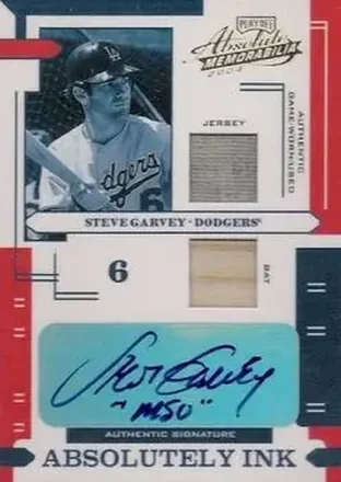 2004 Playoff Absolute Memorabilia - Absolutely Ink Combo Material #AI-115 - Steve Garvey - Los Angeles Dodgers