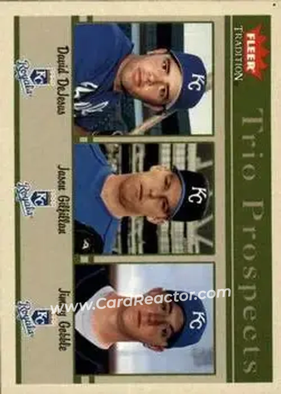 2004 Fleer Tradition #484 - David DeJesus - Jason Gilfillan - Jimmy Gobble - Kansas City Royals - Front