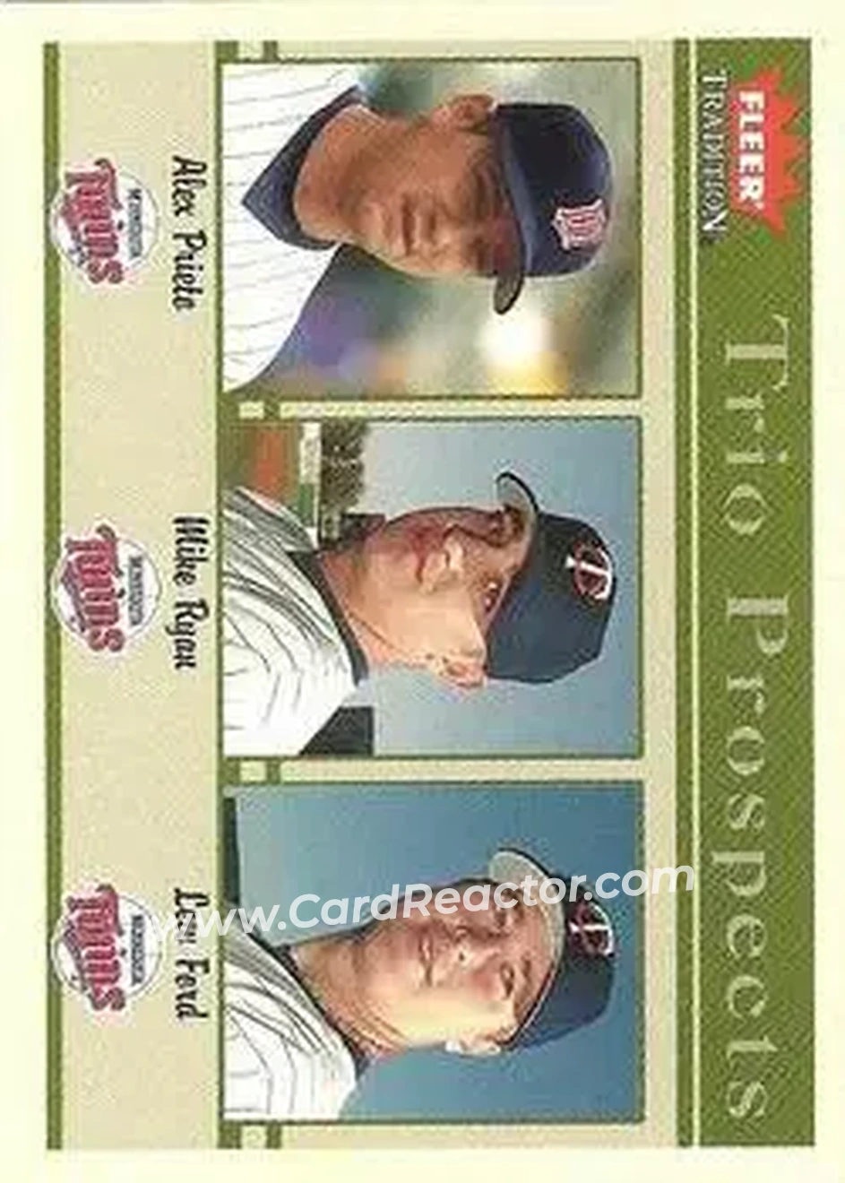 2004 Fleer Tradition #487 - Alex Prieto - Mike Ryan - Lew Ford - Minnesota Twins - Front 2004 Fleer Tradition #487 - Alex Prieto - Mike Ryan - Lew Ford - Minnesota Twins - Front