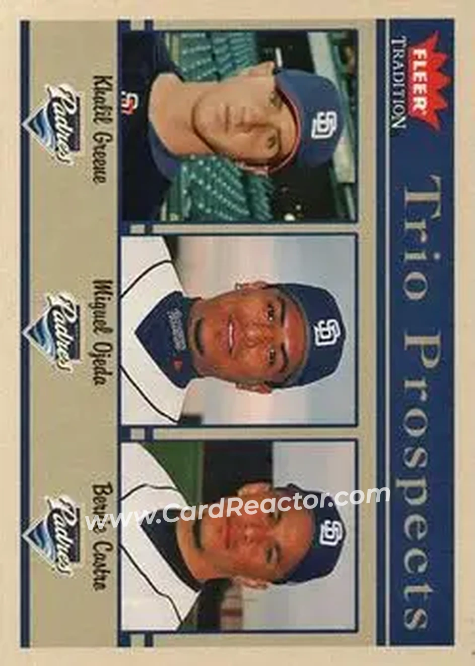 2004 Fleer Tradition #494 - Khalil Greene - Miguel Ojeda - Bernie Castro - San Diego Padres - Front