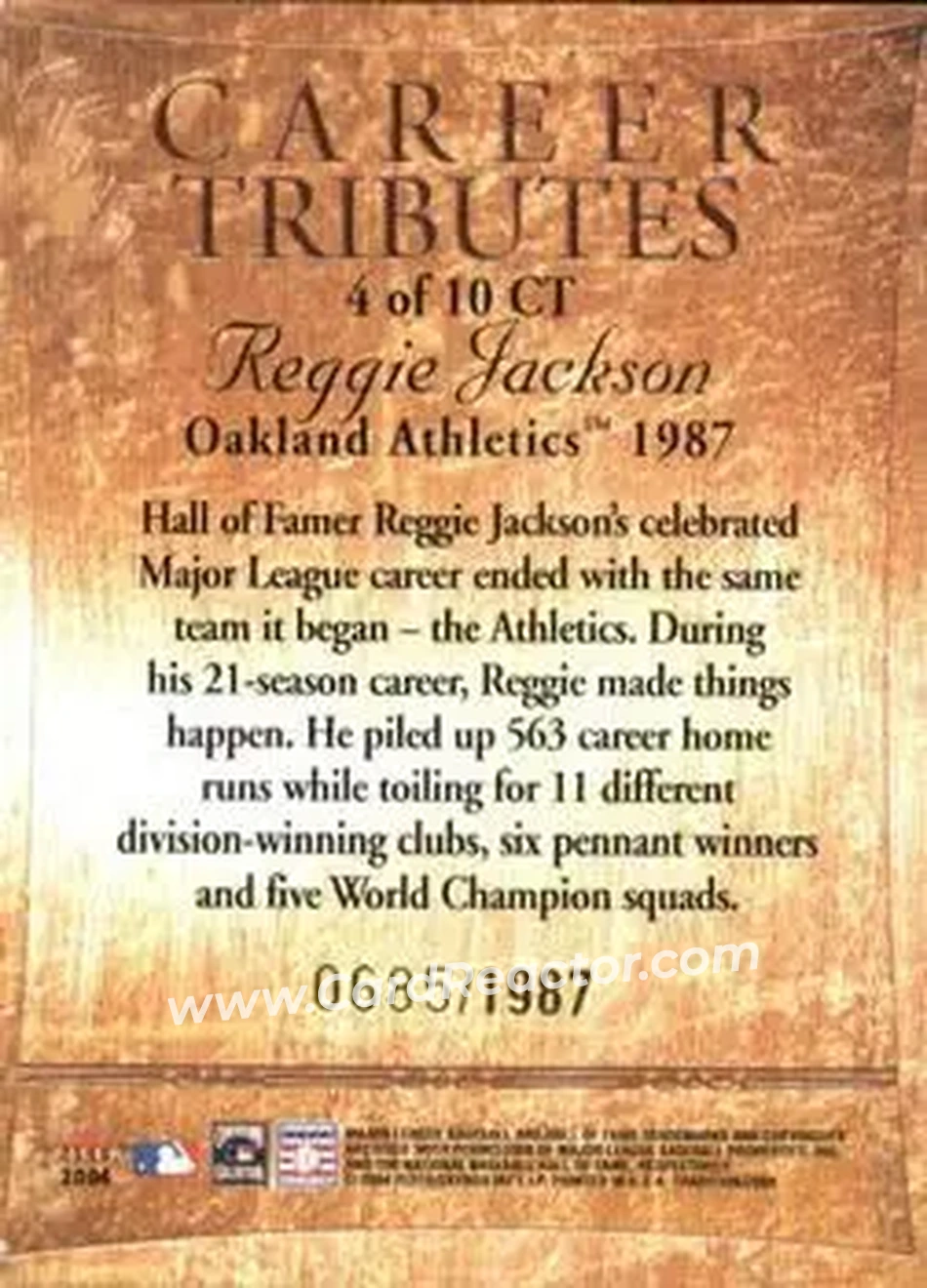 2004 Fleer Tradition - Career Tributes #4 CT - Reggie Jackson (b.1946 OF) - Oakland Athletics - Back