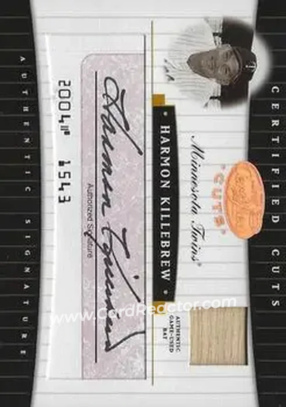 2004 Leaf Certified Cuts - Check Signature Material Red #CC-34 - Harmon Killebrew - Minnesota Twins - Front