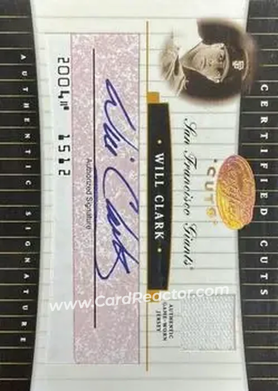 2004 Leaf Certified Cuts - Check Signature Material Red #CC-78 - Will Clark - San Francisco Giants - Front