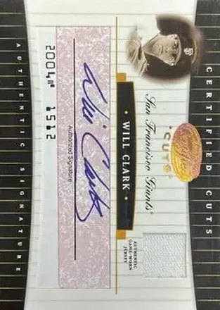 2004 Leaf Certified Cuts - Check Signature Material Red #CC-78 - Will Clark - San Francisco Giants