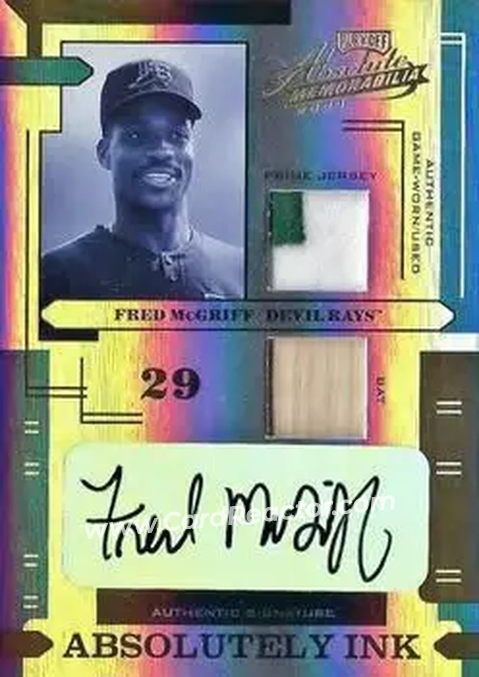 2004 Playoff Absolute Memorabilia - Absolutely Ink Combo Material PS #AI-49 - Fred McGriff - Tampa Bay Devil Rays - Front