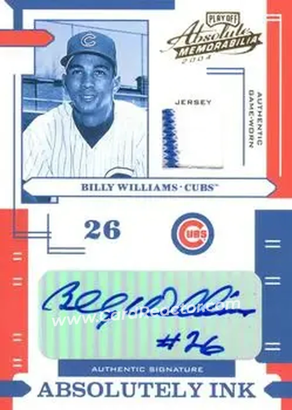 2004 Playoff Absolute Memorabilia - Absolutely Ink Material #AI-17 - Billy Williams - Chicago Cubs - Front