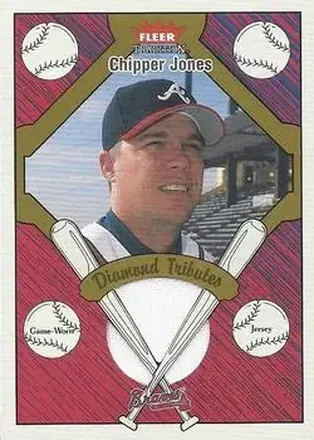 2004 Fleer Tradition #DT-CJ Diamond Tributes Game-Worn Jerseys Chipper Jones