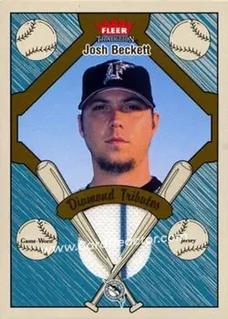 2004 Fleer Tradition - Diamond Tributes Game-Worn Jerseys #DT-JB - Josh Beckett - Florida Marlins - Front