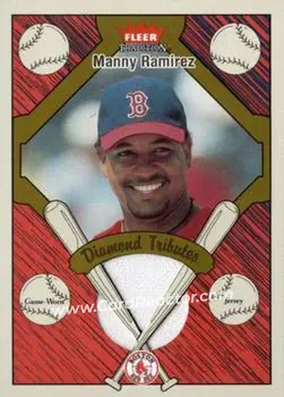 2004 Fleer Tradition - Diamond Tributes Game-Worn Jerseys #DT-MR - Manny Ramirez - Boston Red Sox - Front