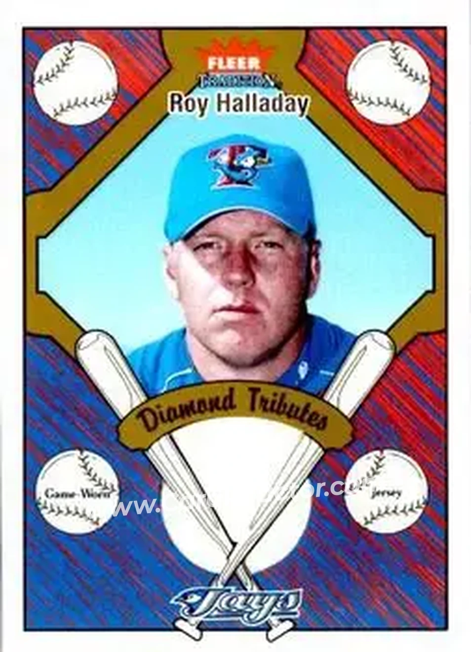 2004 Fleer Tradition - Diamond Tributes Game-Worn Jerseys #DT-RH - Roy Halladay - Toronto Blue Jays - Front