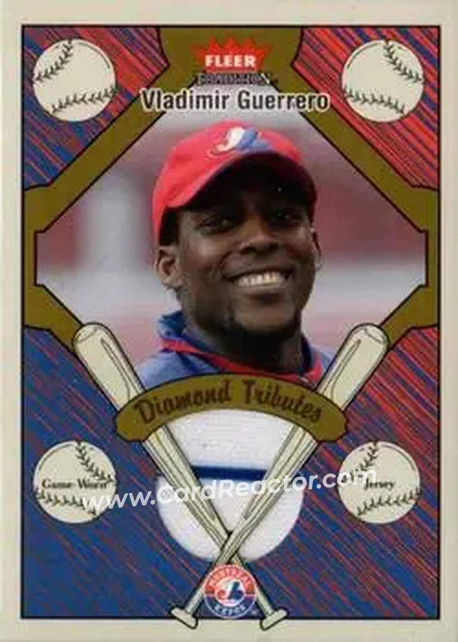 2004 Fleer Tradition - Diamond Tributes Game-Worn Jerseys #DT-VG - Vladimir Guerrero - Montreal Expos - Front