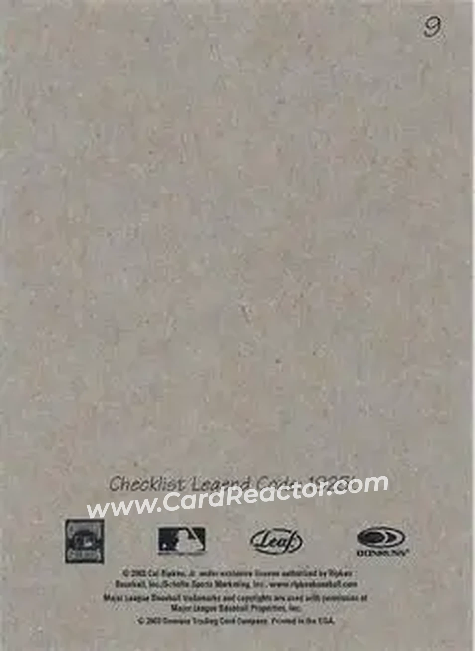 2004 Leaf - Exhibits 1925 Left Text Box Second Edition #9 - Cal Ripken - Baltimore Orioles - Back