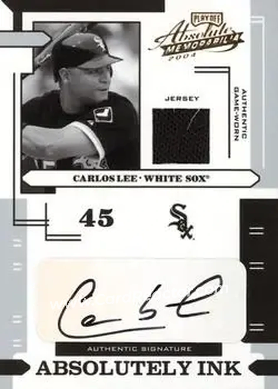 2004 Playoff Absolute Memorabilia - Absolutely Ink Material #AI-28 - Carlos Lee - Chicago White Sox - Front