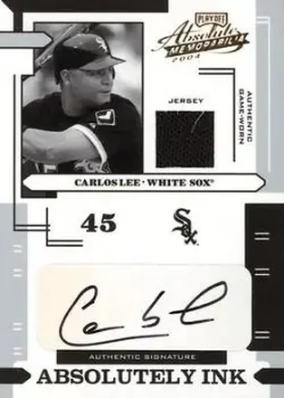 2004 Playoff Absolute Memorabilia - Absolutely Ink Material #AI-28 - Carlos Lee - Chicago White Sox