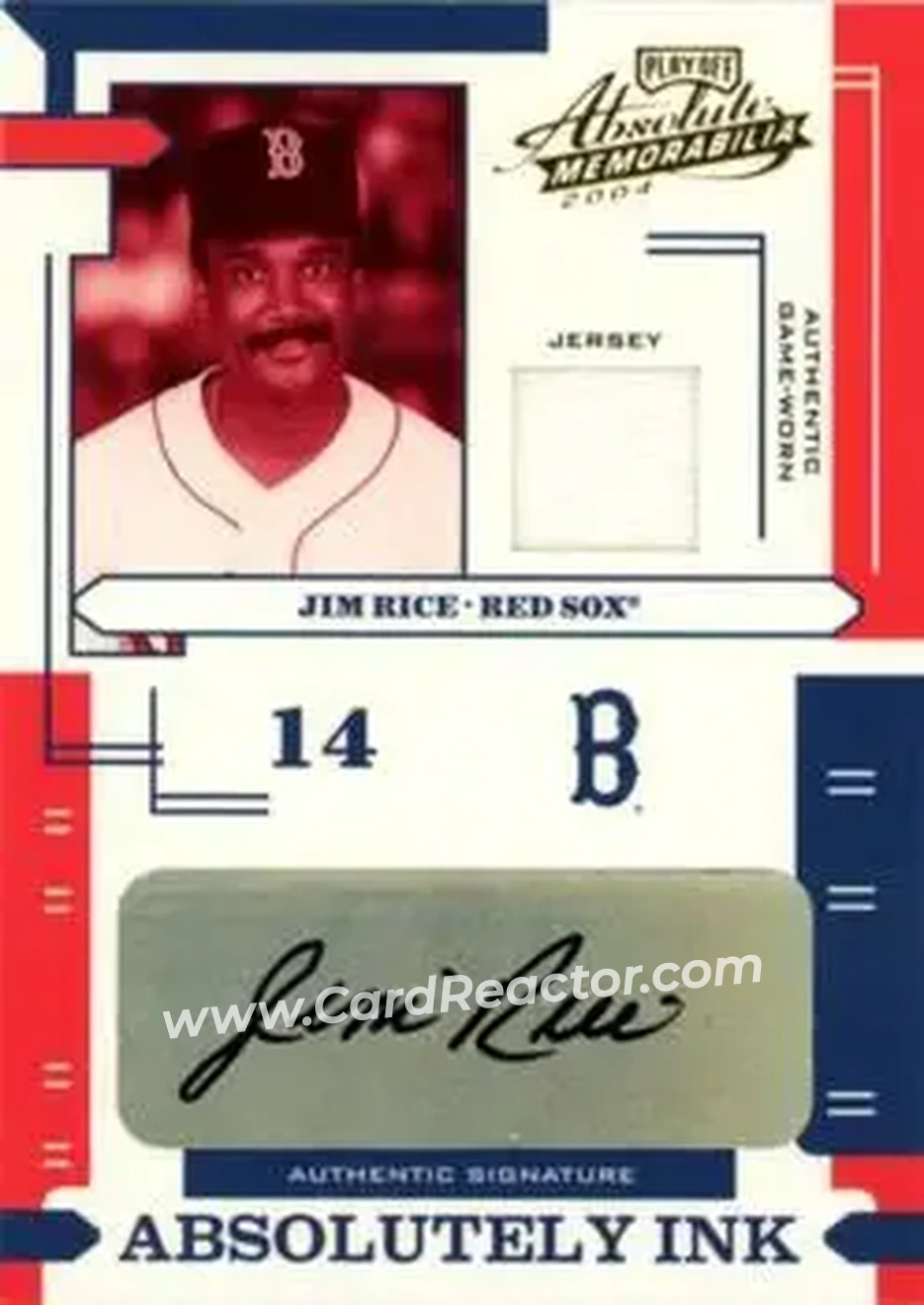 2004 Playoff Absolute Memorabilia - Absolutely Ink Material #AI-69 - Jim Rice - Boston Red Sox - Front 2004 Playoff Absolute Memorabilia - Absolutely Ink Material #AI-69 - Jim Rice - Boston Red Sox - Front