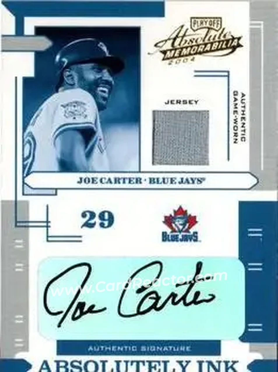 2004 Playoff Absolute Memorabilia - Absolutely Ink Material #AI-70 - Joe Carter - Toronto Blue Jays - Front