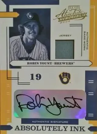 2004 Playoff Absolute Memorabilia - Absolutely Ink Material #AI-105 - Robin Yount - Milwaukee Brewers