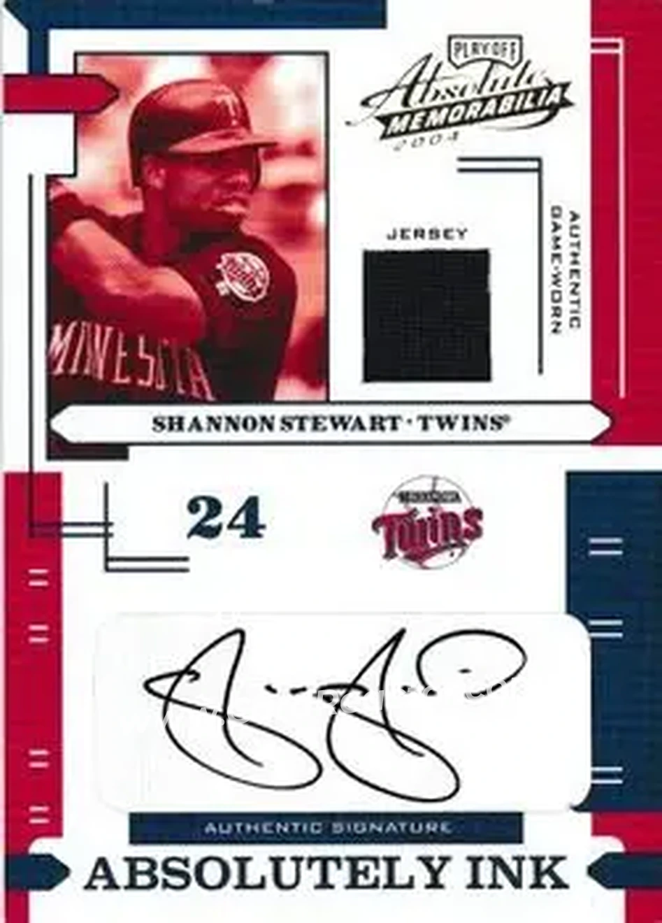 2004 Playoff Absolute Memorabilia - Absolutely Ink Material #AI-111 - Shannon Stewart - Minnesota Twins - Front