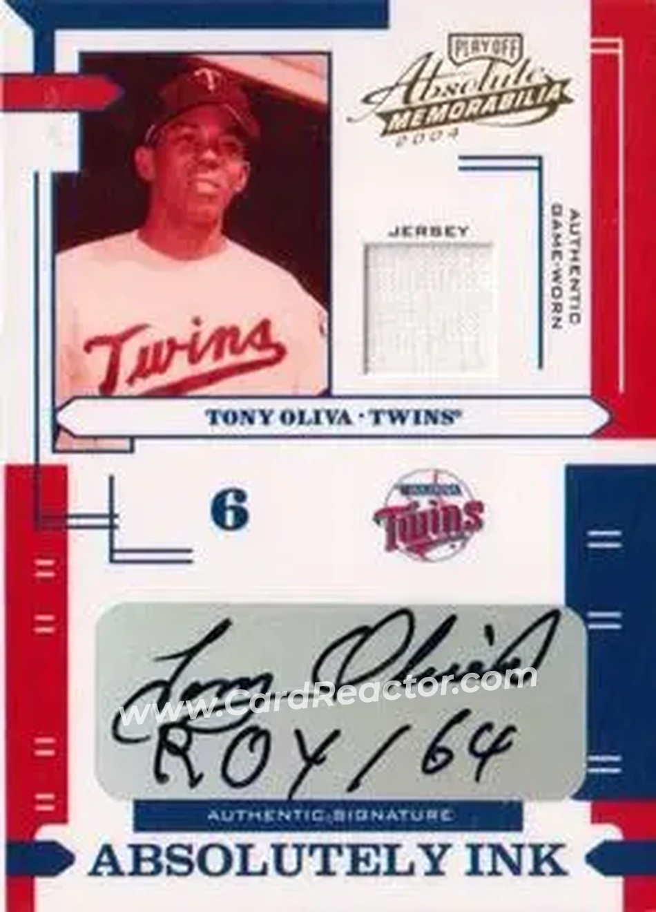 2004 Playoff Absolute Memorabilia - Absolutely Ink Material #AI-119 - Tony Oliva - Minnesota Twins - Front