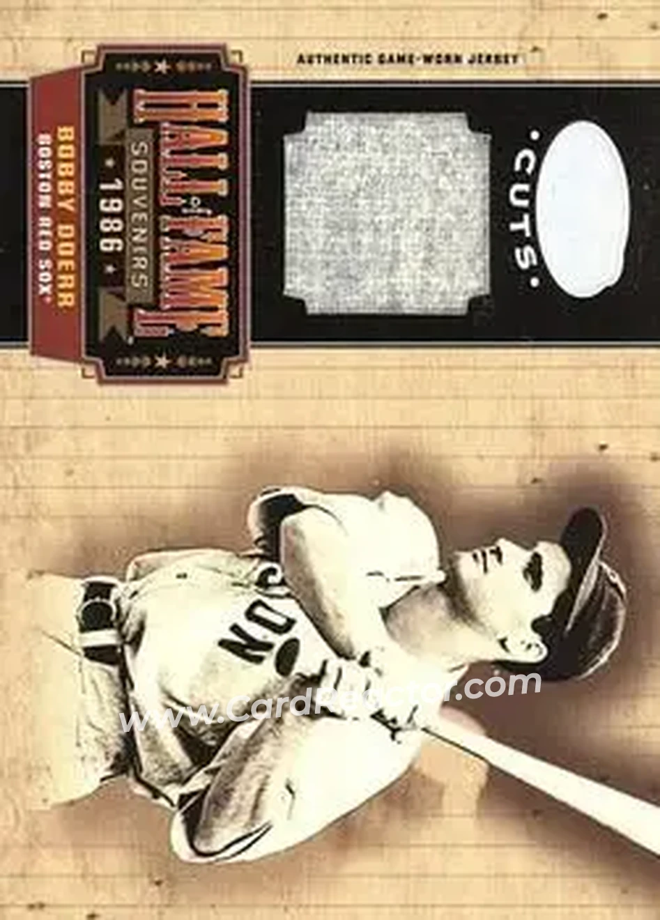 2004 Leaf Certified Cuts - Hall of Fame Souvenirs Material #HOF-15 - Bobby Doerr - Boston Red Sox - Front 2004 Leaf Certified Cuts - Hall of Fame Souvenirs Material #HOF-15 - Bobby Doerr - Boston Red Sox - Front