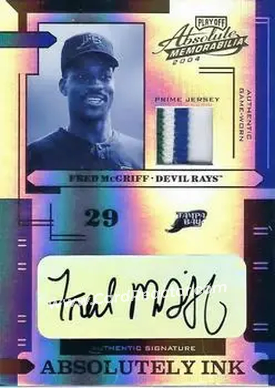 2004 Playoff Absolute Memorabilia - Absolutely Ink Material PS #AI-49 - Fred McGriff - Tampa Bay Devil Rays - Front