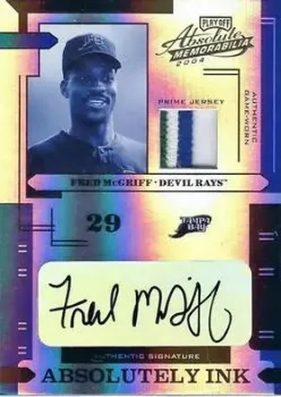 2004 Playoff Absolute Memorabilia - Absolutely Ink Material PS #AI-49 - Fred McGriff - Tampa Bay Devil Rays